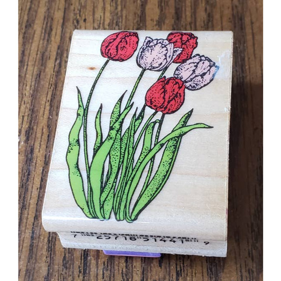 Inkadinkado Rose Bush Wood Mounted Rubber Stamp Handmade In USA - Picture 1 of 8